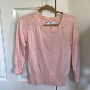Light pink angora/nylon sweater. Excellent condition! Size large.